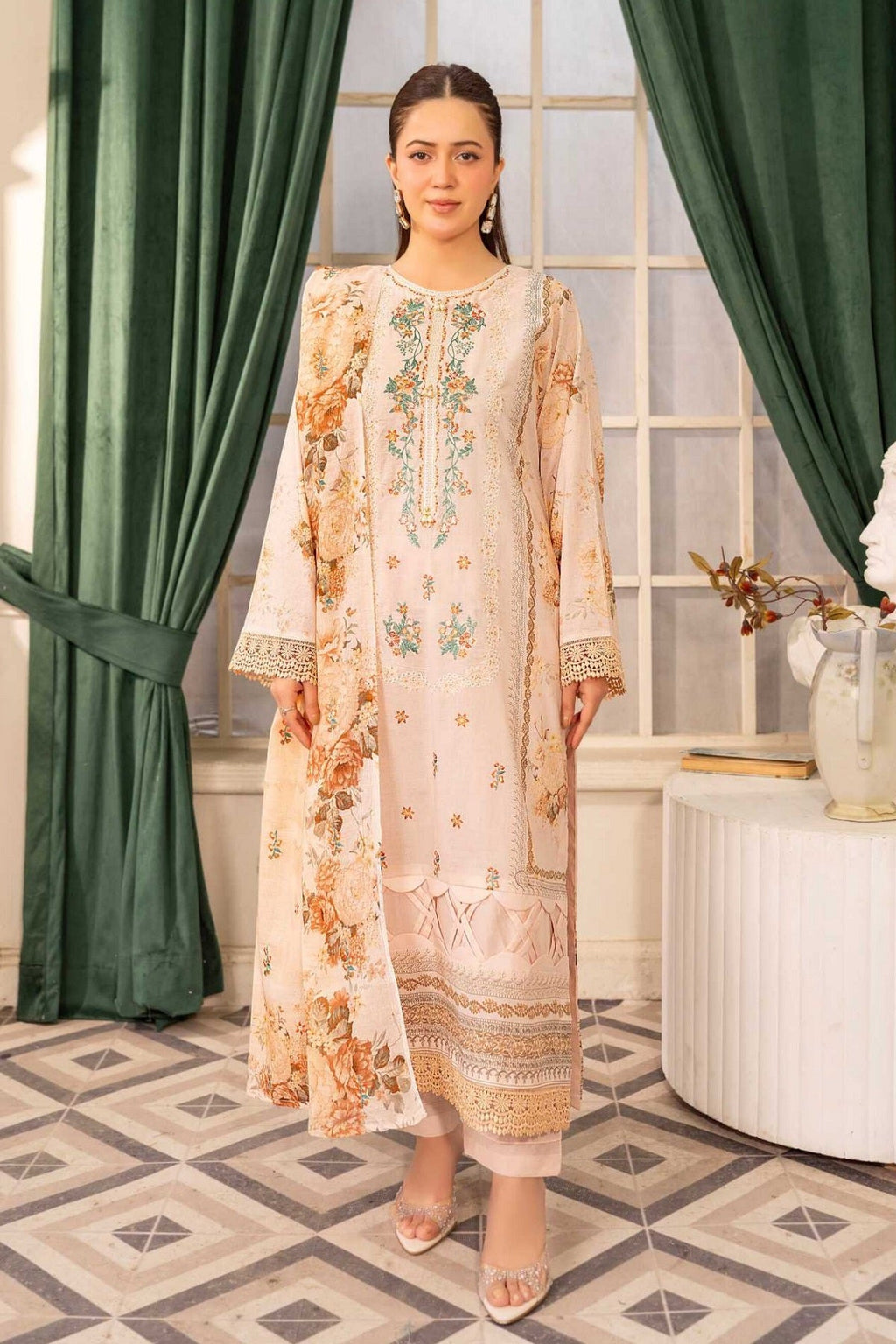 Abisha Culture Lawn D-09 by Abisha Fabrics – Abisha Fabrics 3-piece unstitched suit