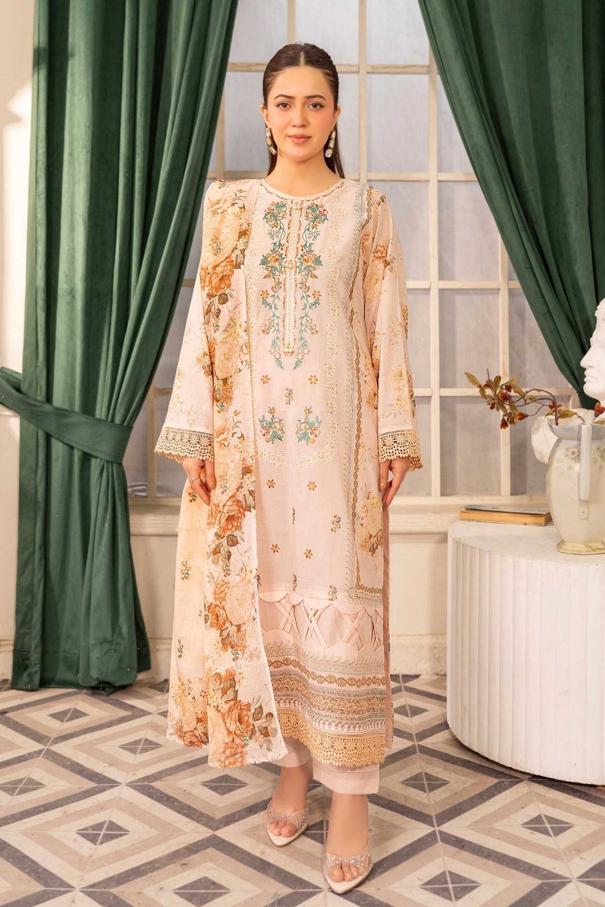 Abisha Culture Lawn D-09 by Abisha Fabrics – Abisha Fabrics 3-piece unstitched suit