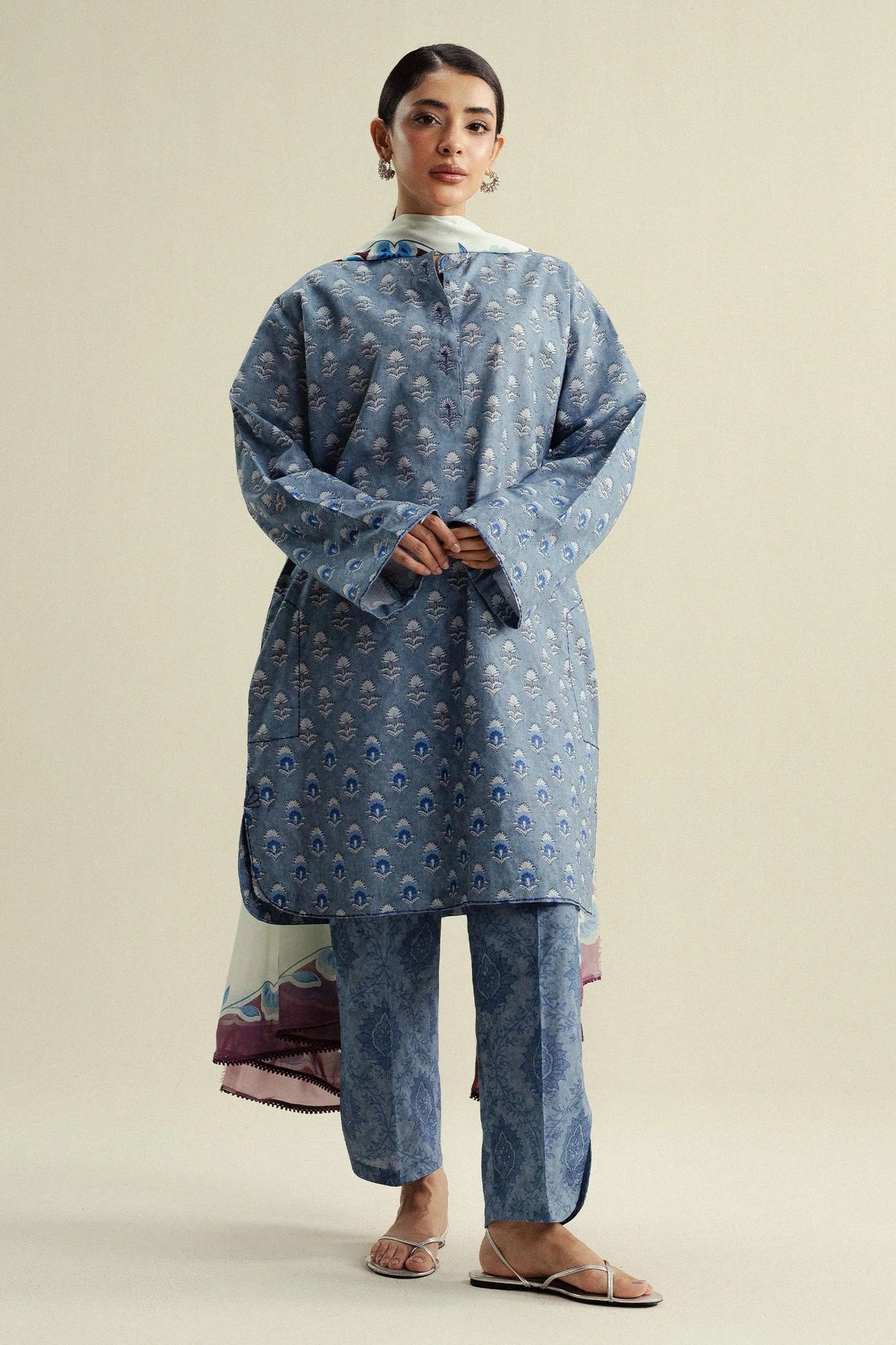 Coco Cambric Prints By Zara Shahjahan D-10B (Willow) – Zara Shahjahan 3-piece unstitched suit