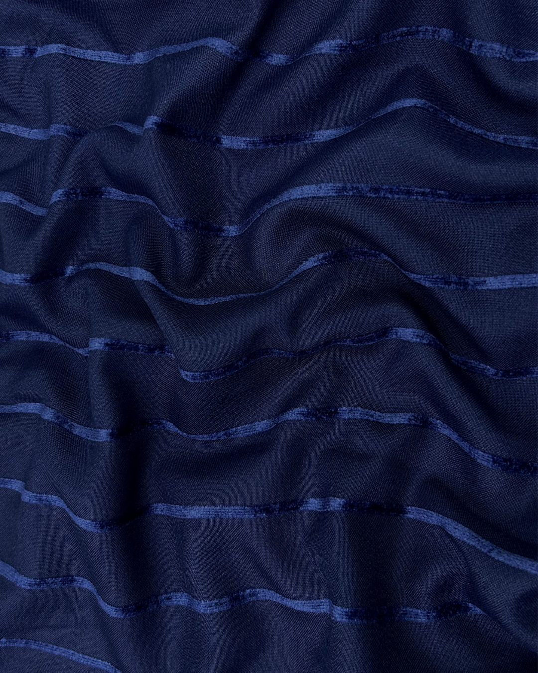 Alpine Velvet Rib – Navy, self-textured velvet fabric by the meter