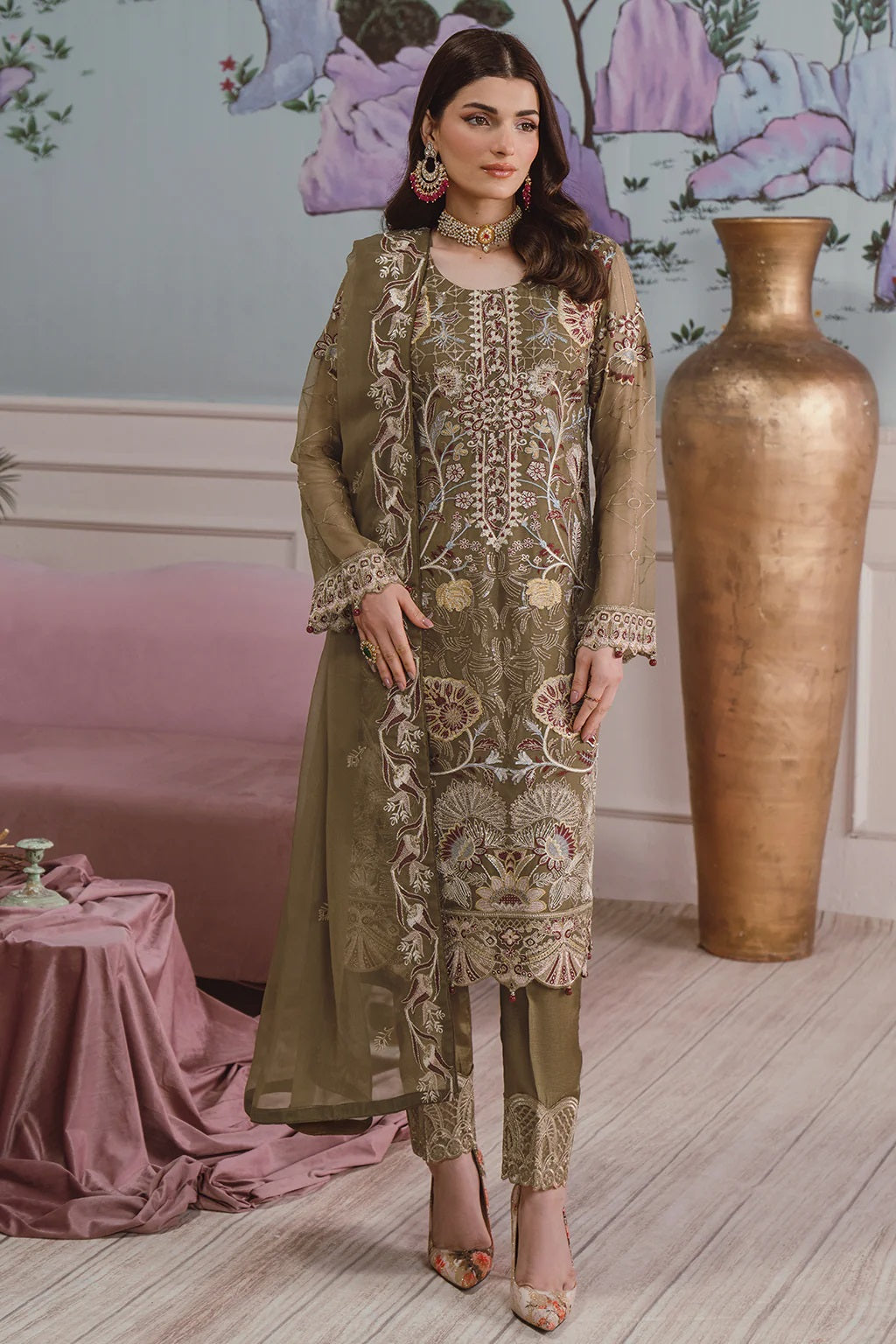 Ramsha Chiffon F-2510 – Ramsha 3-piece unstitched suit