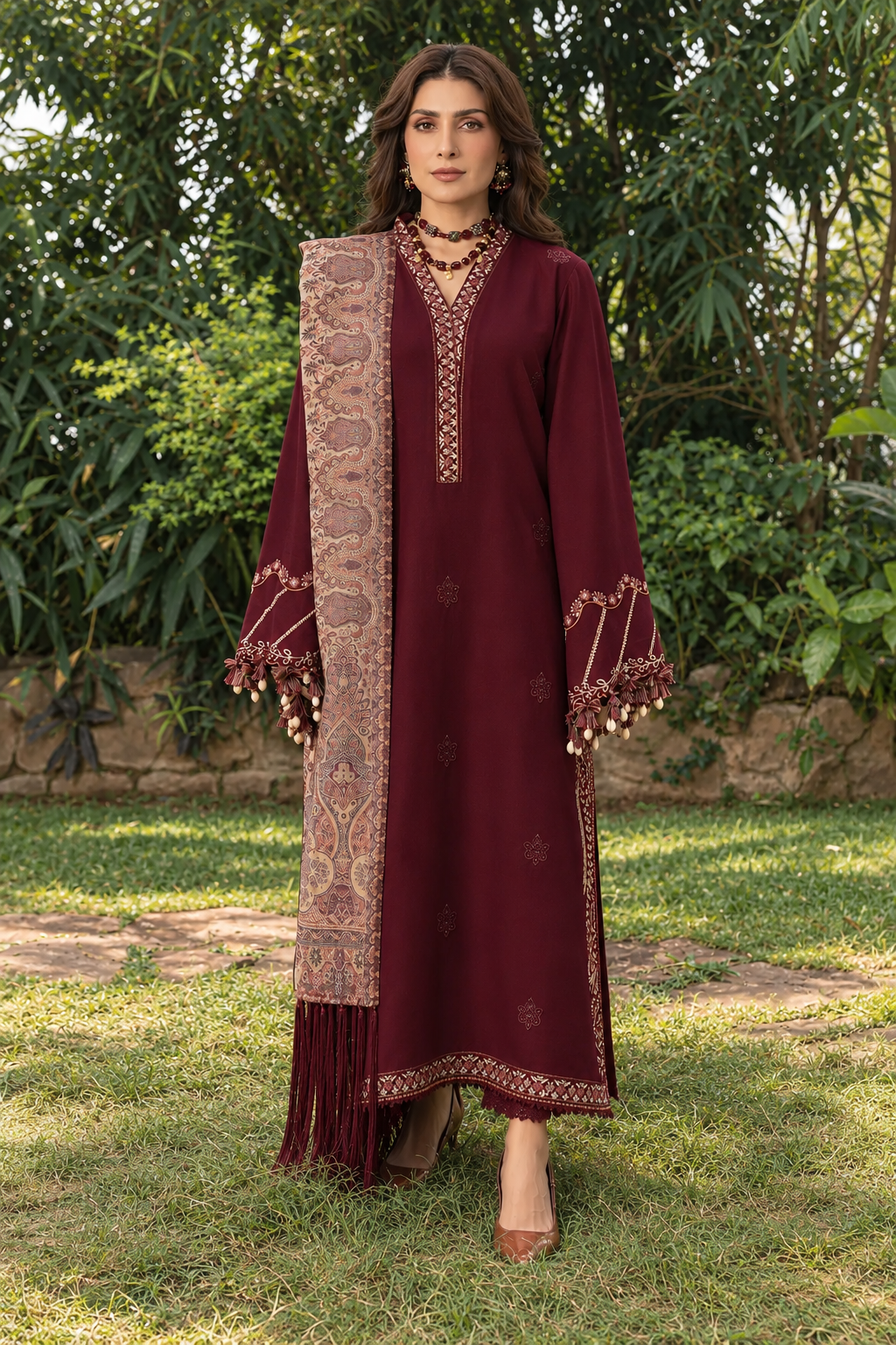 Musafir Winter By Izel MWC-3127 (Afroze) – Izel 3-piece unstitched suit