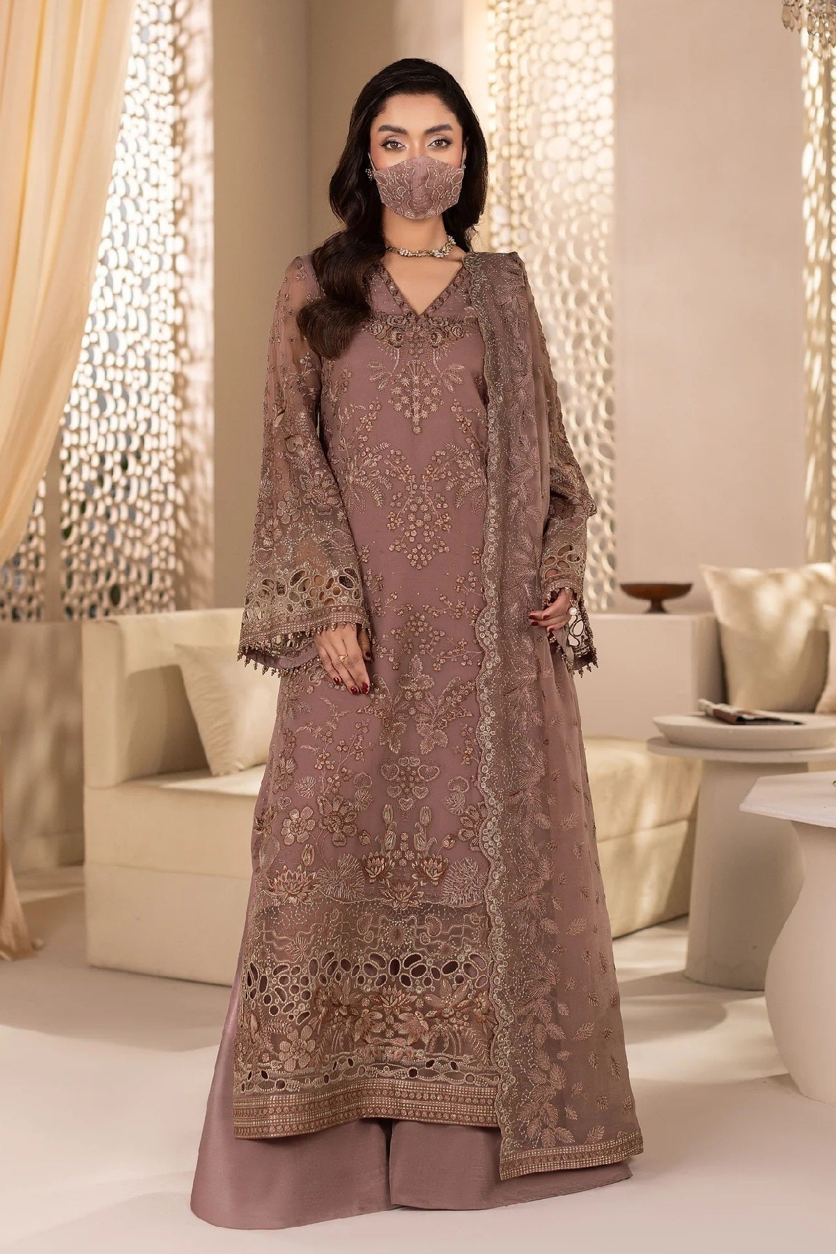 Flossie Executive Dastaan Chiffon DA-10 – Flossie 3-piece unstitched suit