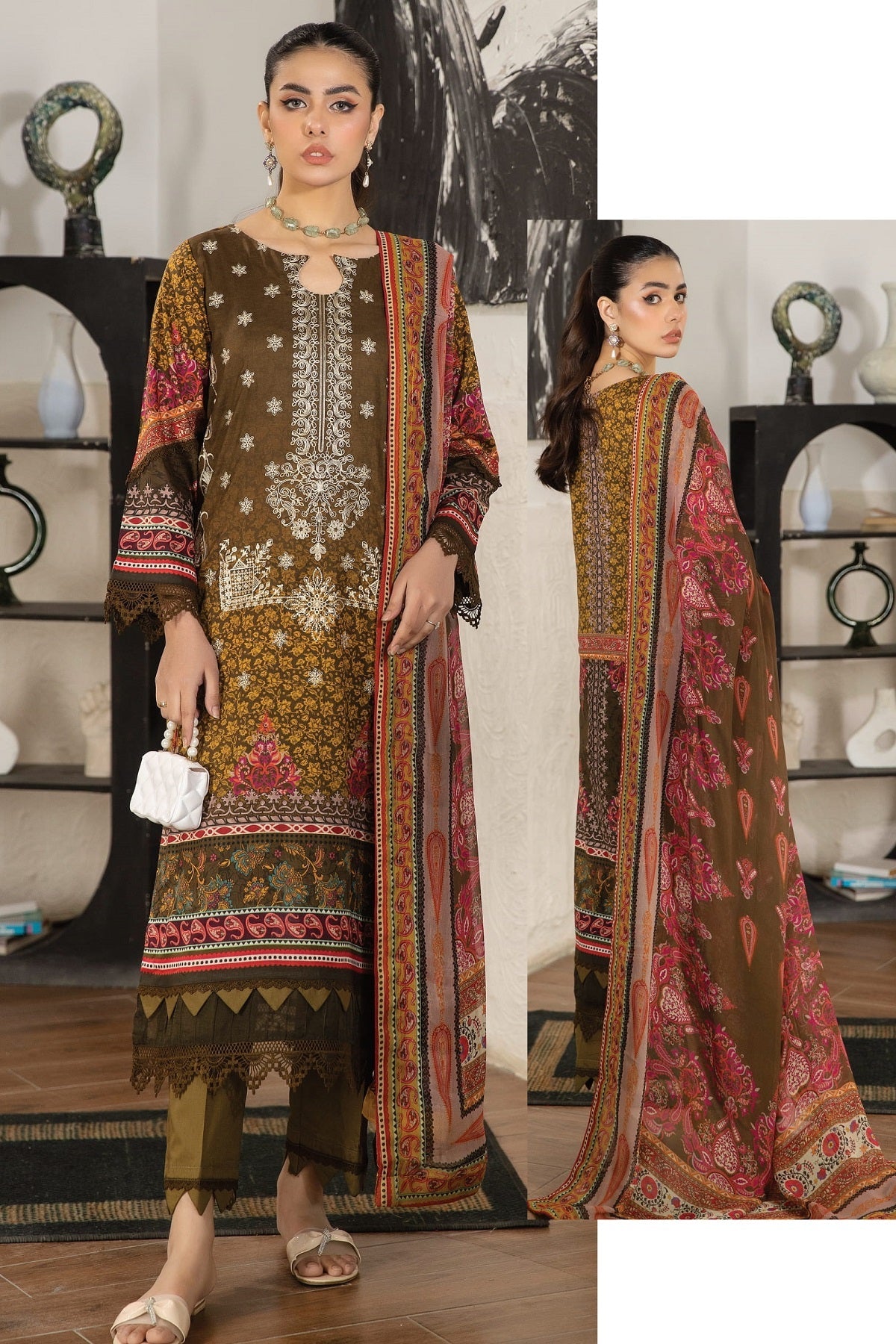 Johra Dastoor Lawn JH-128 – Johra 3-piece unstitched suit