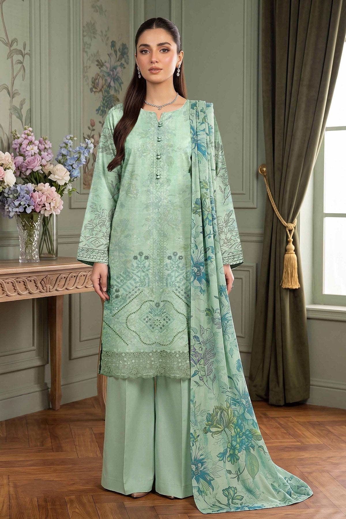 Aalaya Rock Capri Linen D-10 – Aalaya 3-piece unstitched suit