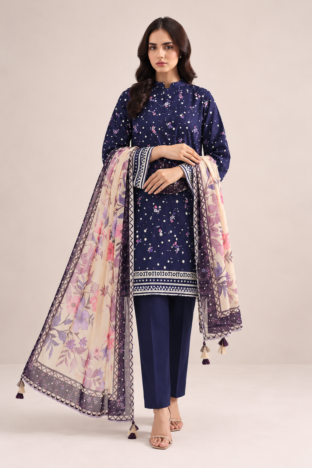 Coco Print Viscose By Humdum D-10 – Humdum 3-piece unstitched suit