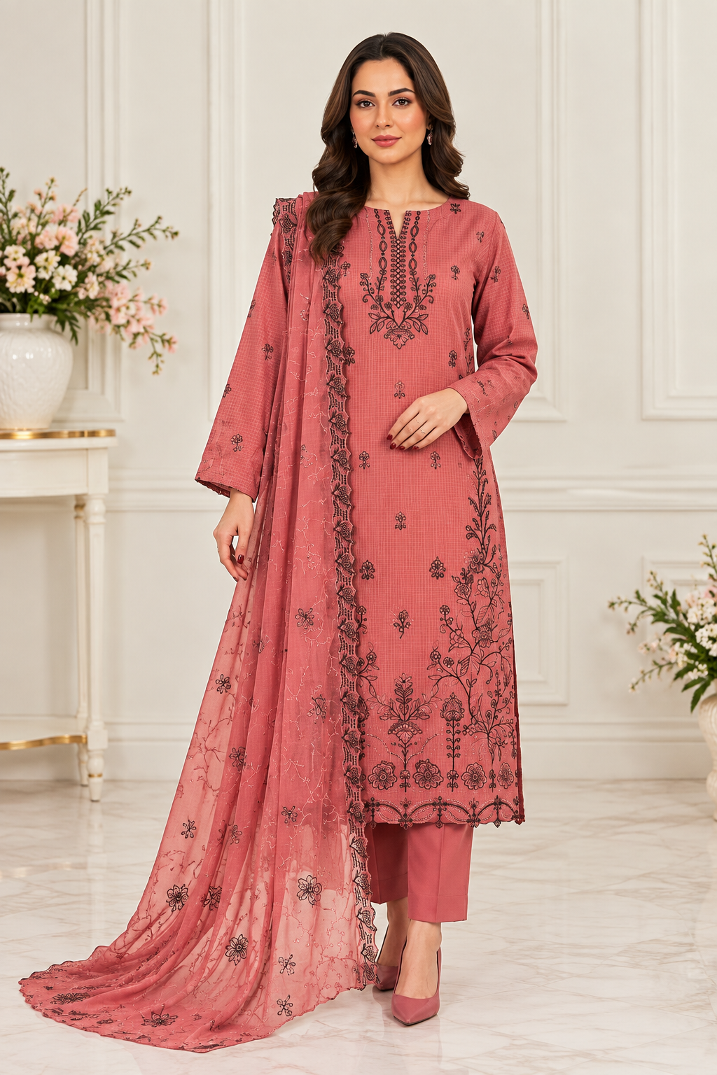 Fatima Roshni Viscose D-10 – Fatima 3-piece unstitched suit