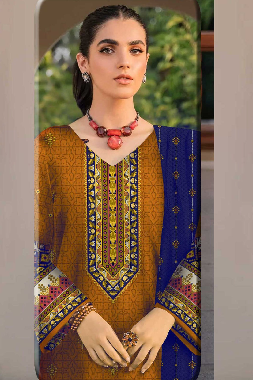 Hareem Print Khaddar By Al Hamra ALK-111B – Al Hamra 3-piece unstitched suit