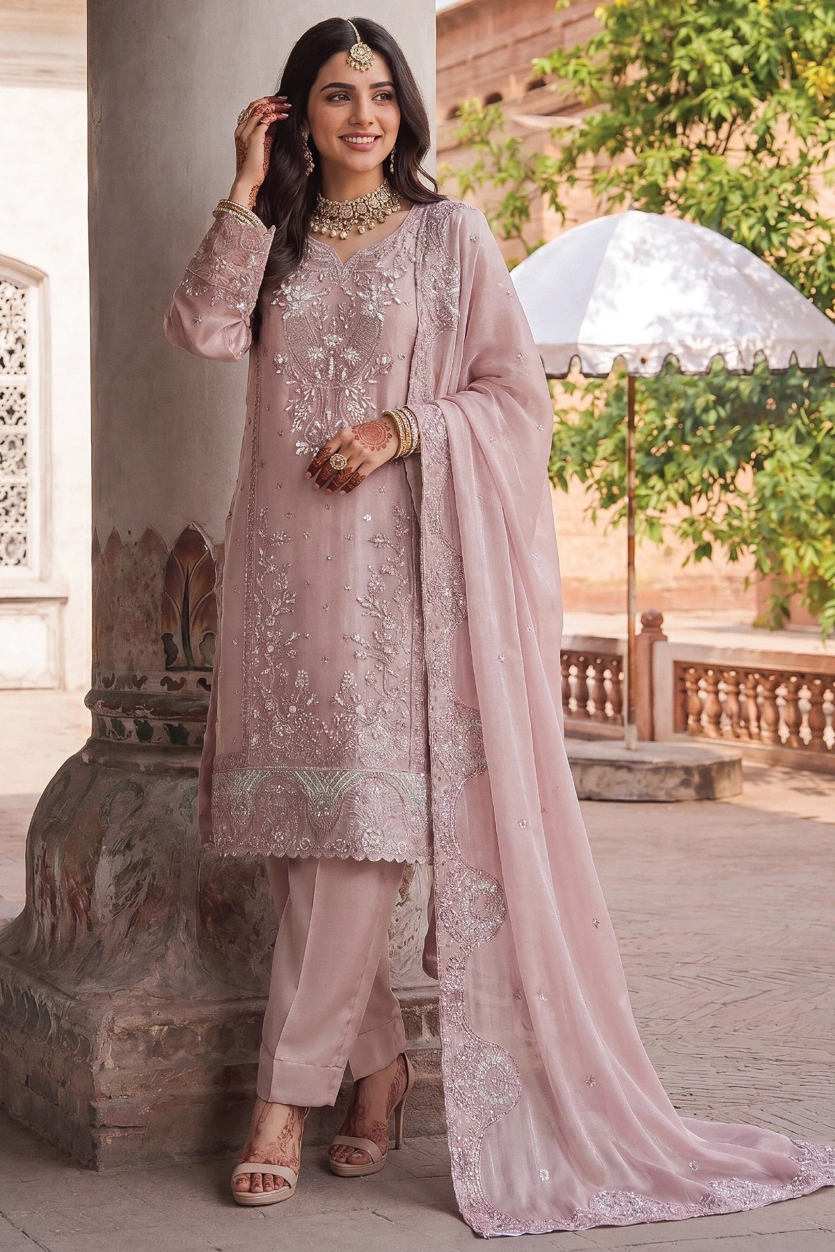 Dressline Dastaan Formal Wear FB-353B – Dressline 3-piece unstitched suit