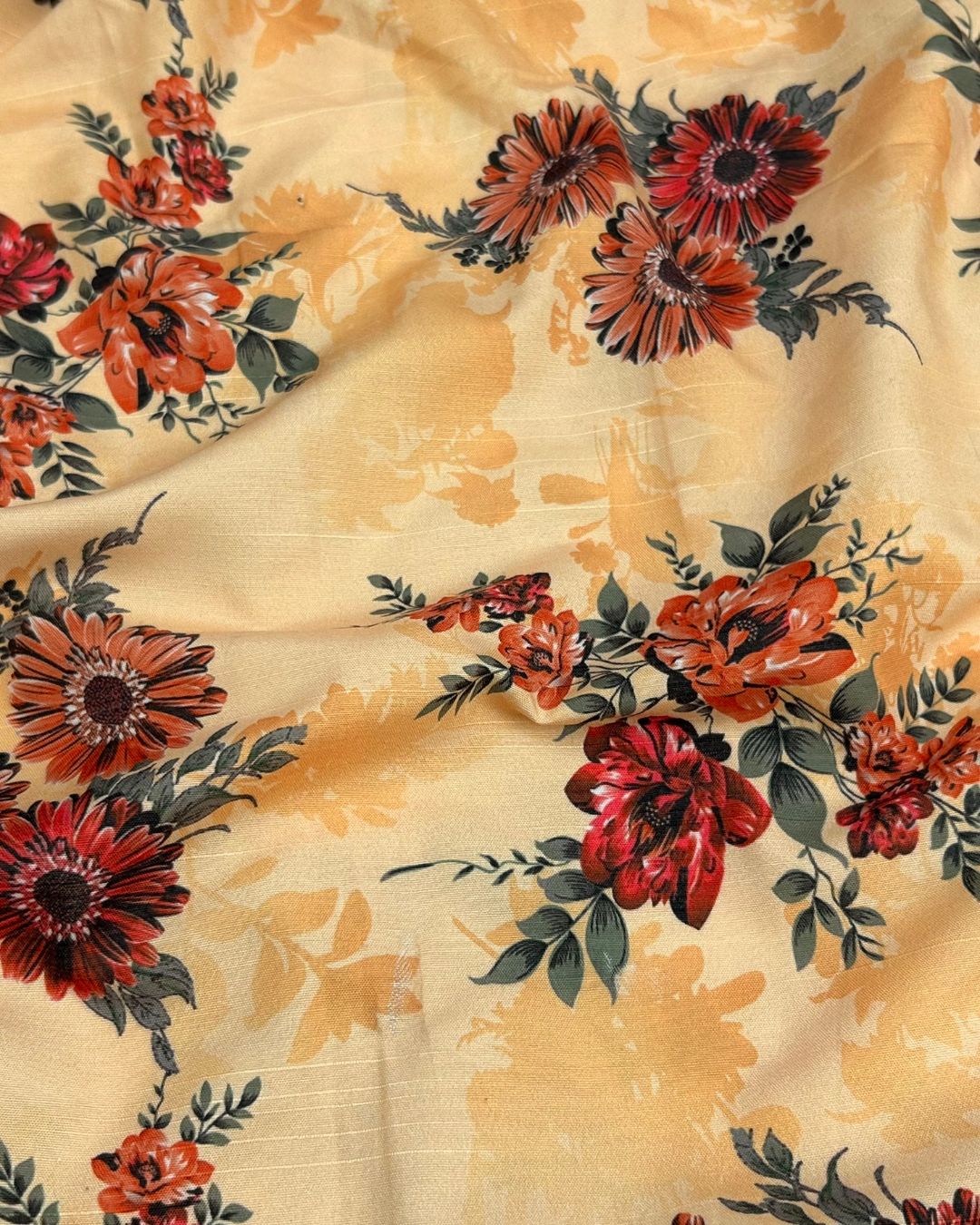 Raw Silk Digital Print (PR-W24-0062), digitally printed raw silk fabric by the meter