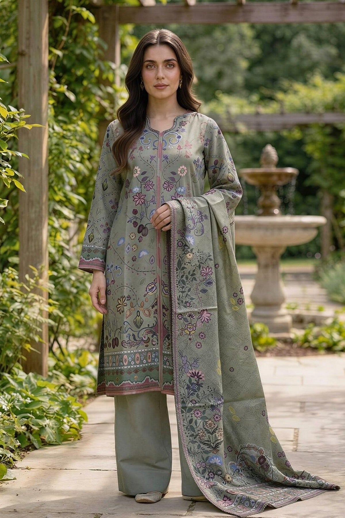 Florent Zync Print Lawn FZ-11 – Florent 3-piece unstitched suit