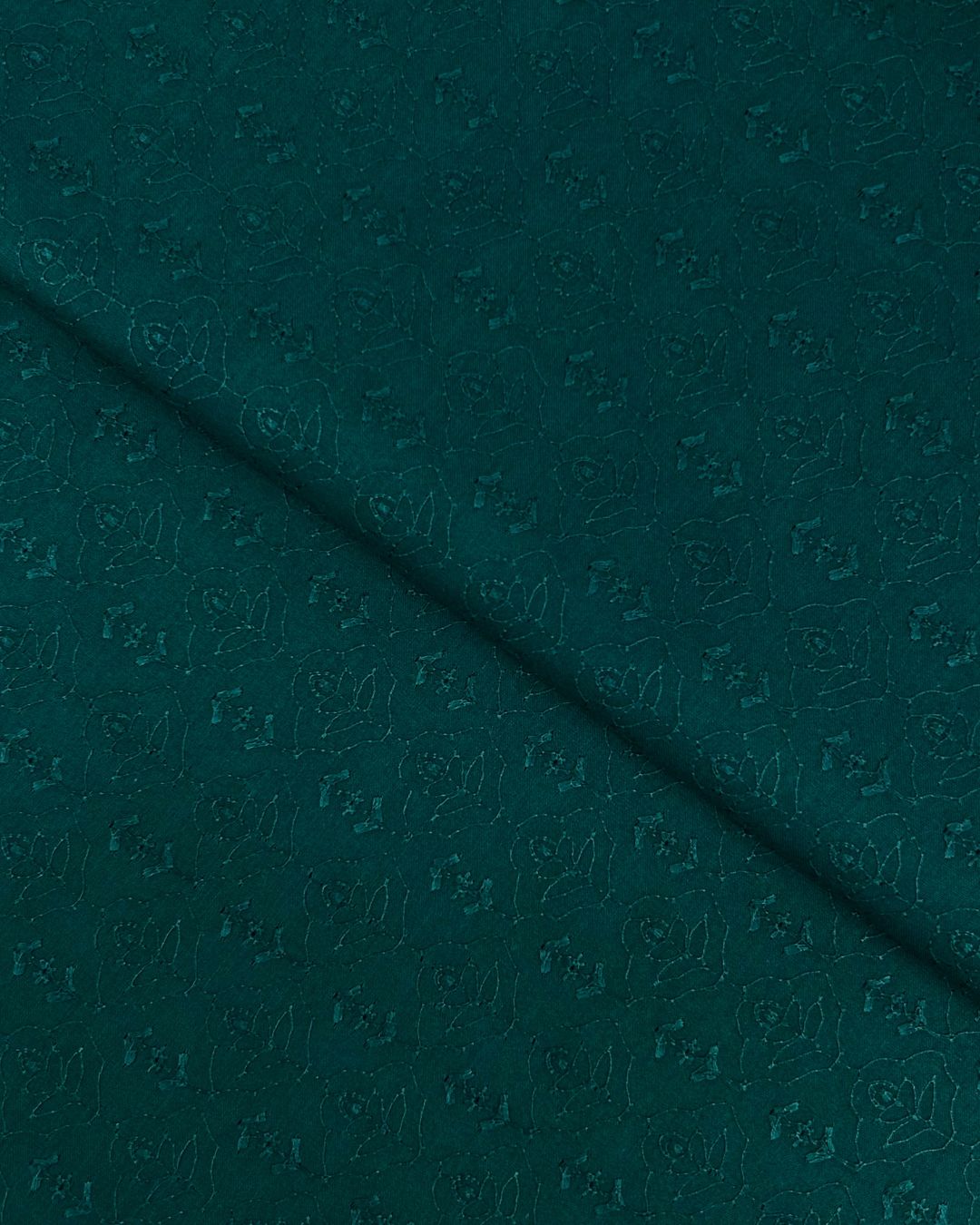 Chikankari Lawn – Sea Green, embroidered lawn fabric by the meter
