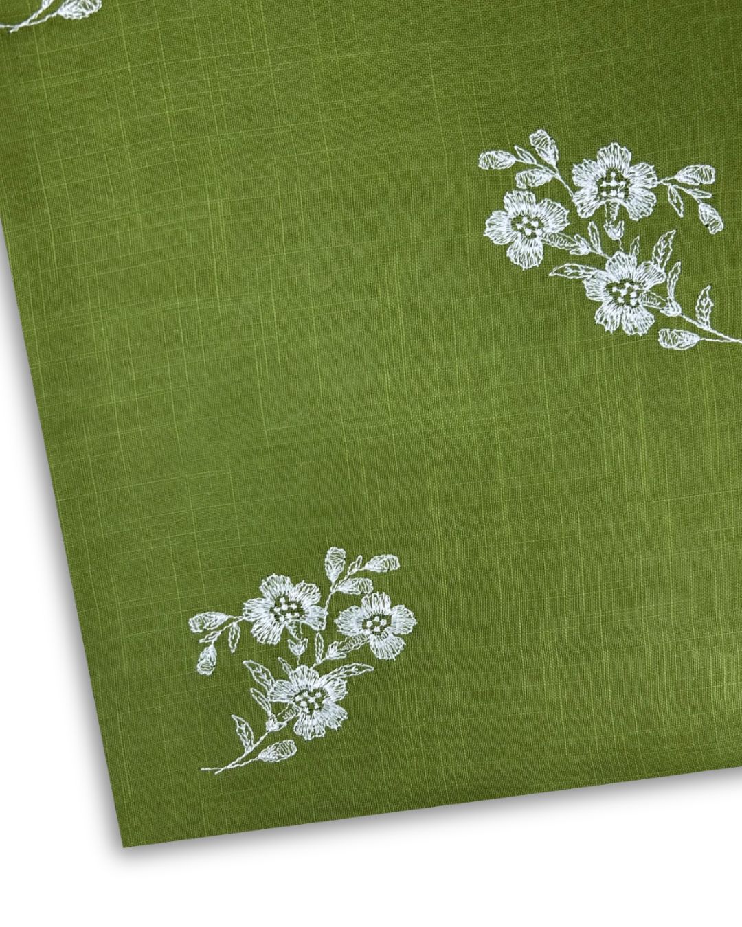 Embroidered Khaddar – Grass Green, embroidered khaddar fabric by the meter