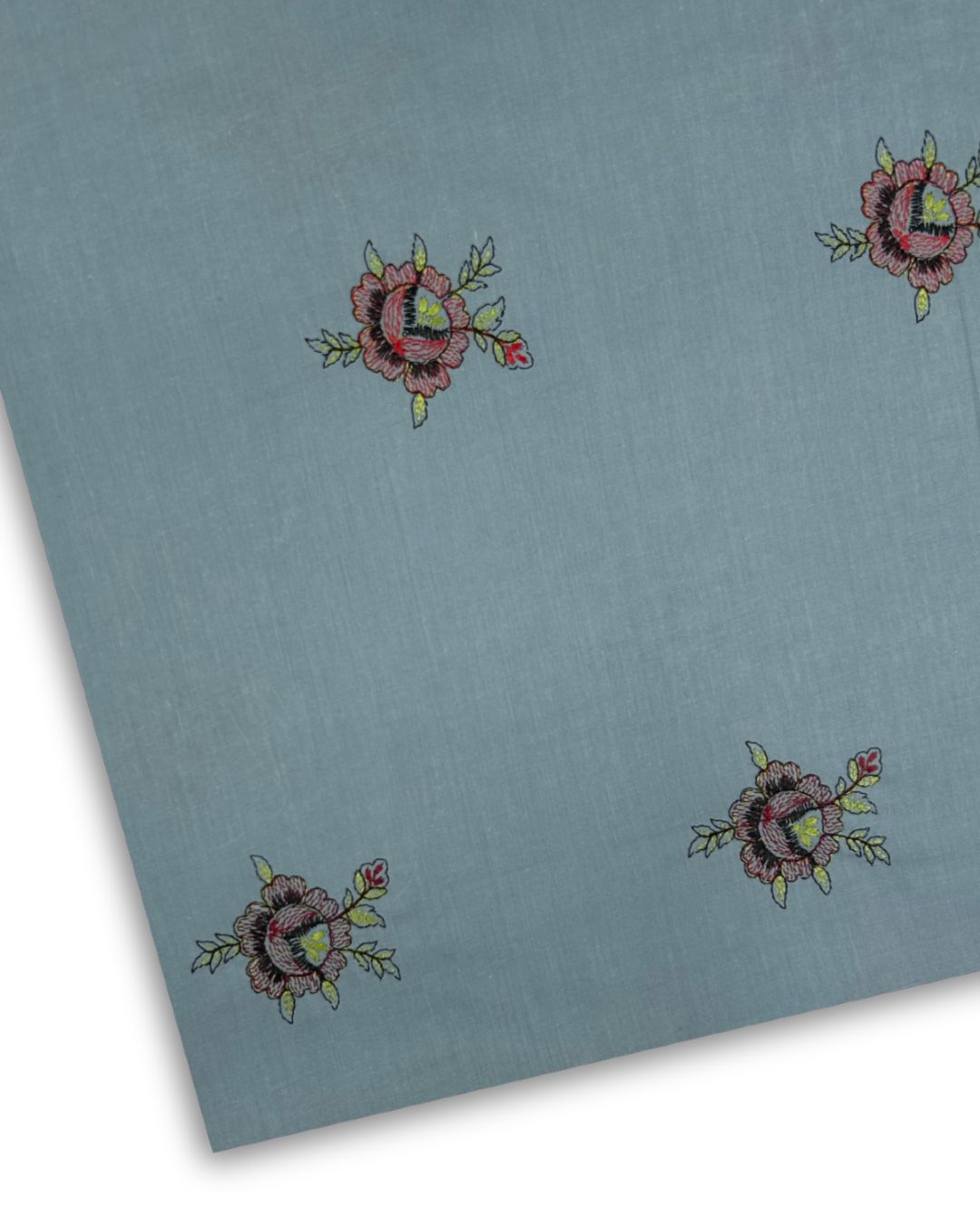 Embroidered Lawn – Steel Blue (MEL-S26-114), embroidered lawn fabric by the meter
