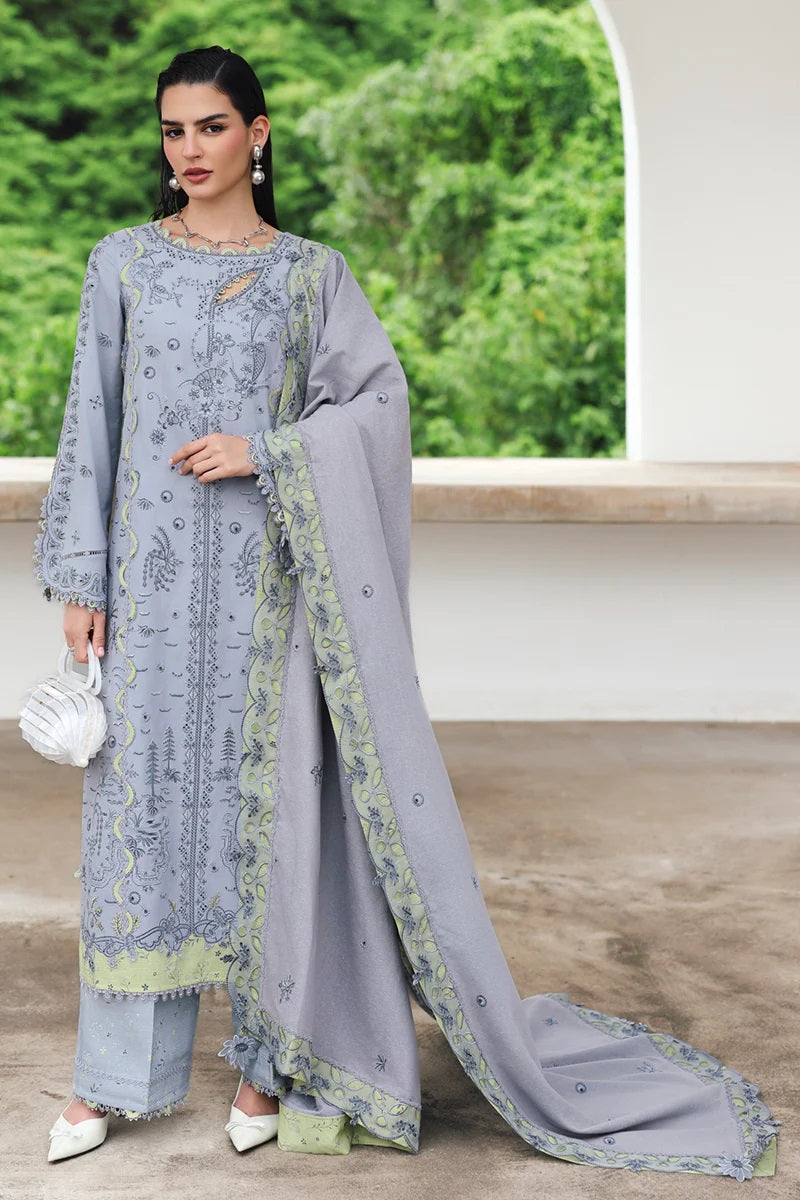 Qalamkar Qlinekari Linen KL-13 (Saahil) – Qalamkar 3-piece unstitched suit