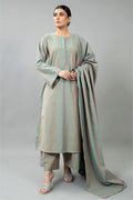 Yarn Dyed Sea Green Yarn Dyed Strip Khaddar 3-Piece Pret Suit by The Fabric Store