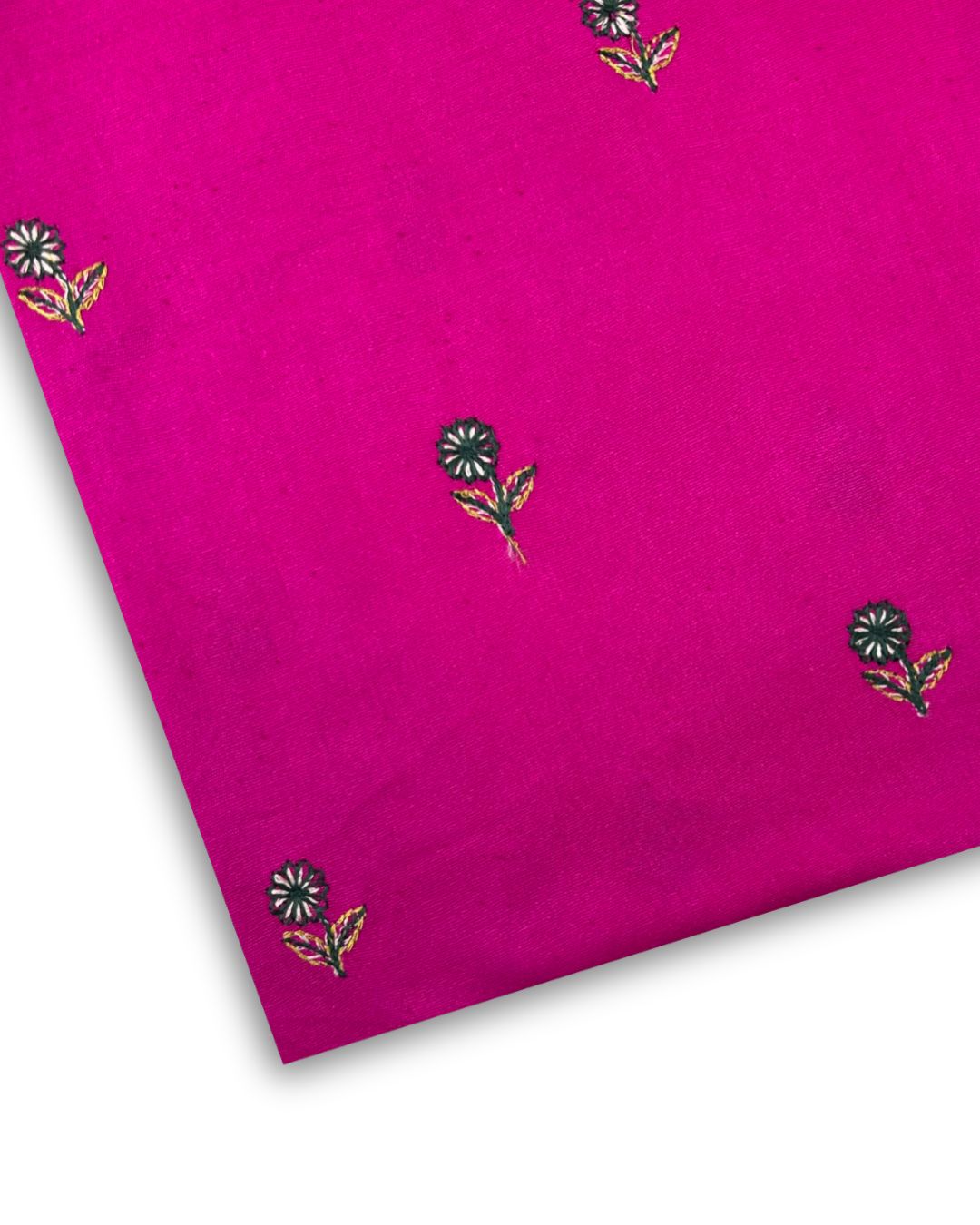 Embroidered Karandi – Hot Pink, embroidered karandi fabric by the meter