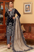 Dressline Giselle Velvet D-154K – Dressline 3-piece unstitched suit