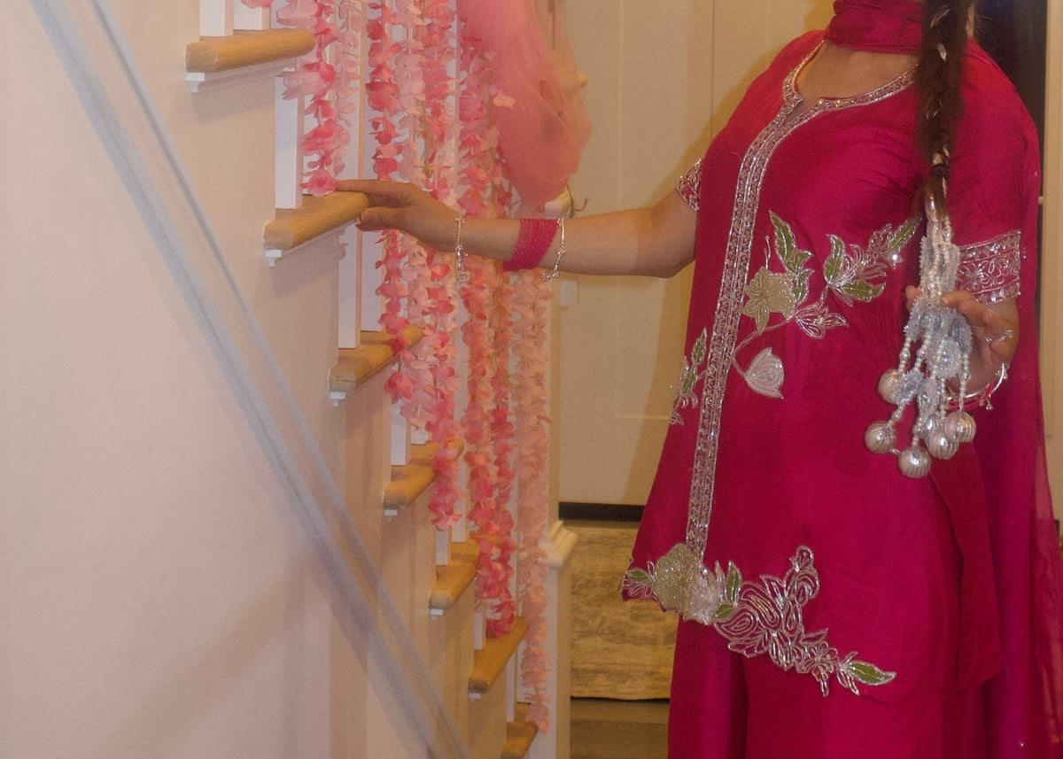 Gulabi Hot Pink Premium Silk 3-Piece Formal Suit by Kinza Khalid, photo 4