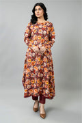 Printed Maroon Slub Khaddar 2-Piece Unstitched Suit by The Fabric Store