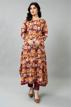 Printed Maroon Slub Khaddar 2-Piece Unstitched Suit by The Fabric Store