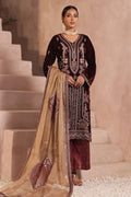 Dressline La Rosella Velvet D-161K – Dressline 3-piece unstitched suit