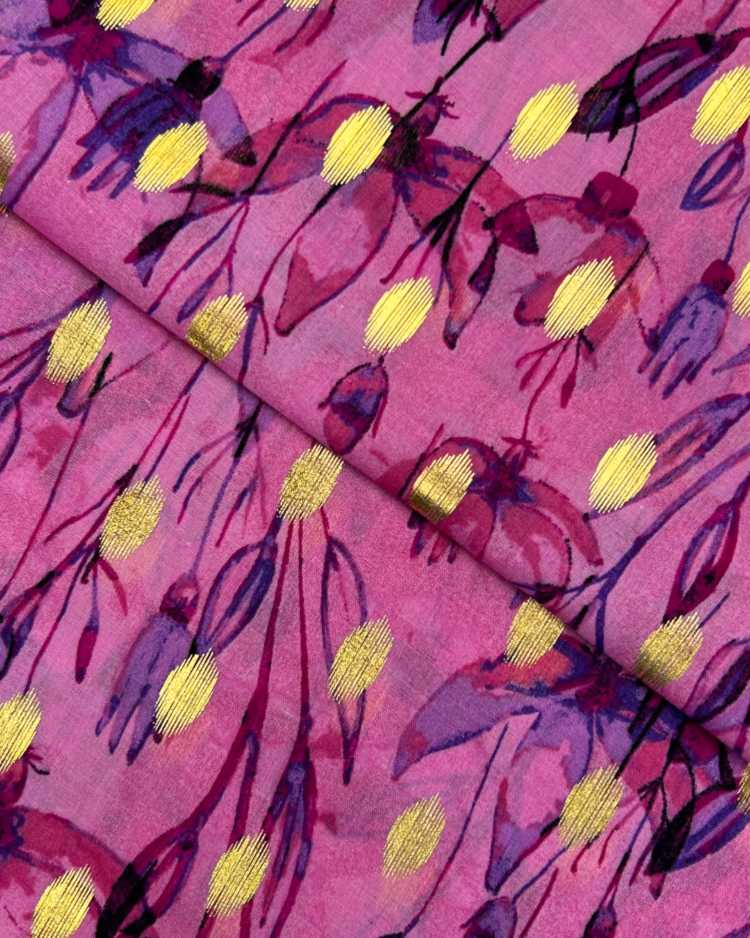 Golden Broshia Print Lawn fabric