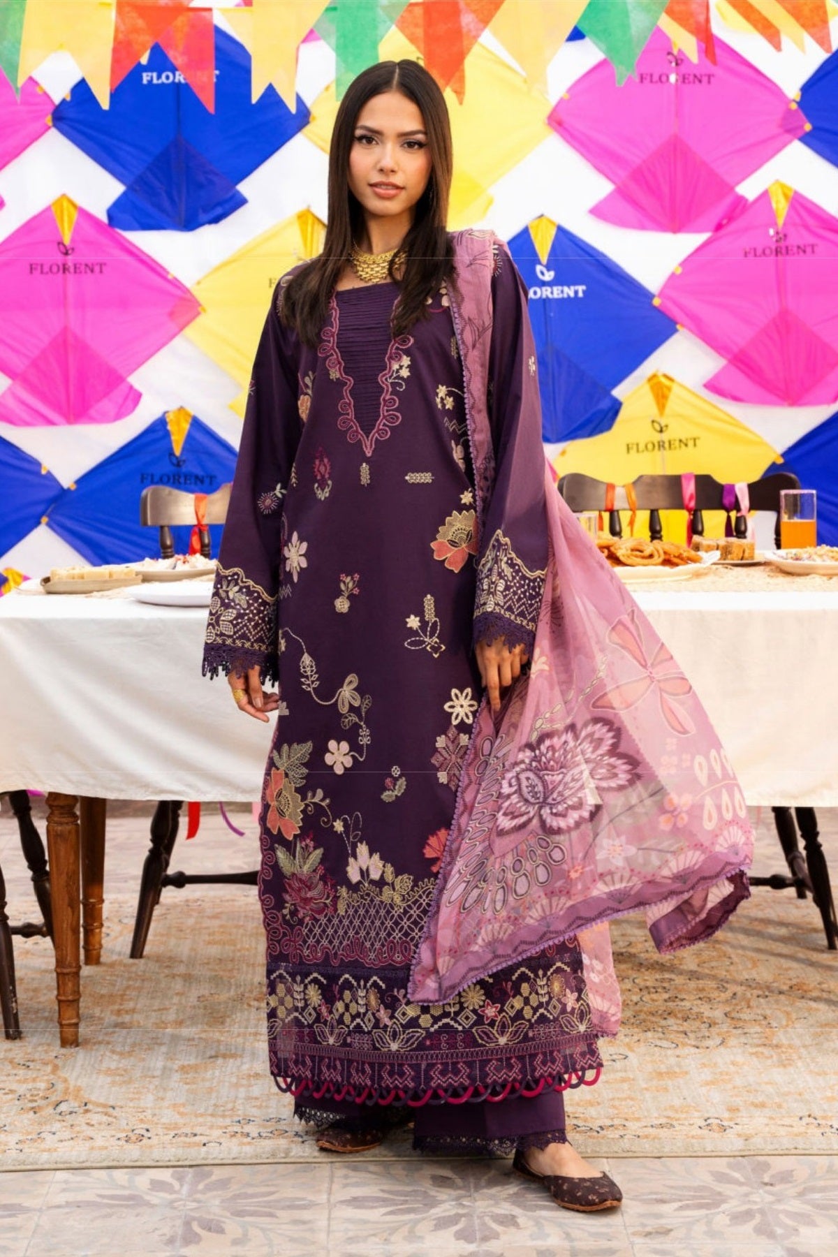 Florent Luxury Lawn FZ-1A – Florent 3-piece unstitched suit