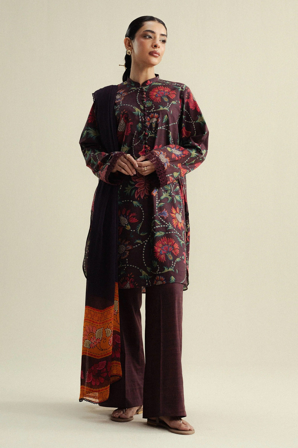 Coco Cambric Prints By Zara Shahjahan D-01A (Meadow) – Zara Shahjahan 3-piece unstitched suit