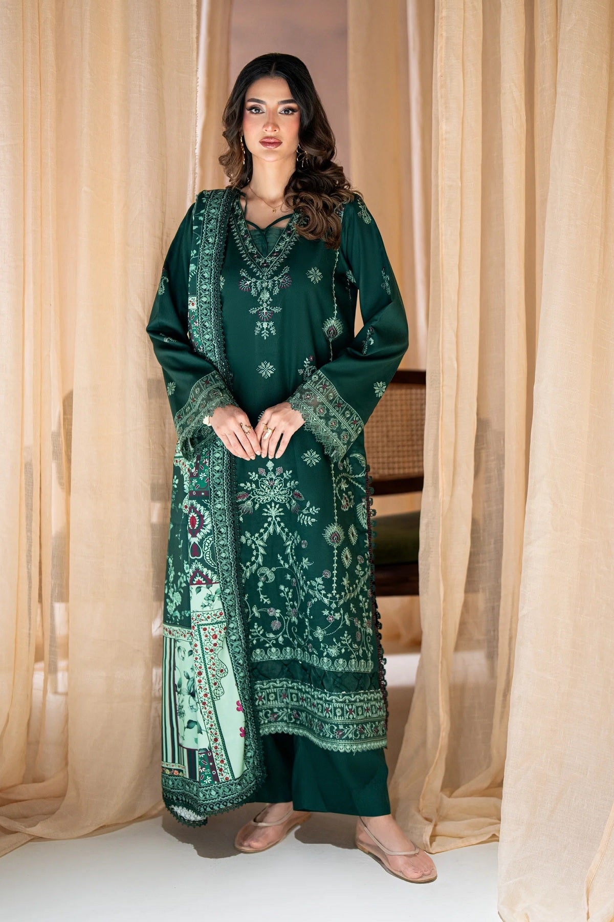 Coral Rangrez Linen CR-01A – Coral 3-piece unstitched suit