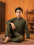 Kids Mustard Kurta Pajama by Al Deebaj, photo 4