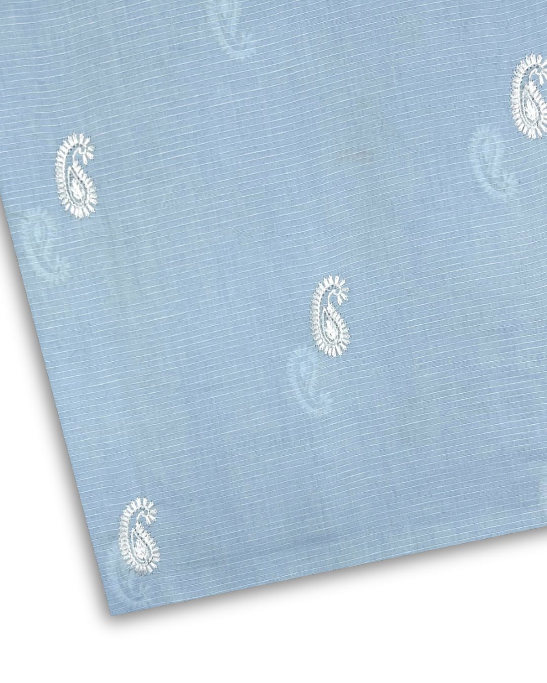 Embroidered Lawn – Ice Blue (MEL-S26-065), embroidered lawn fabric by the meter