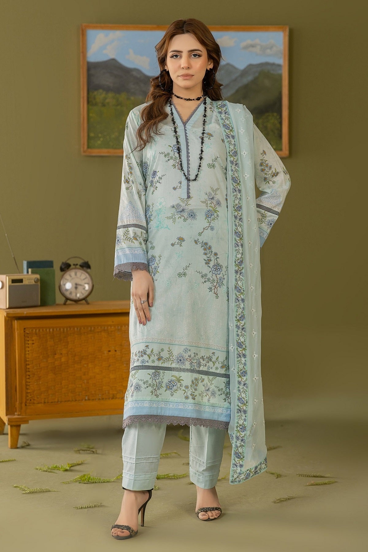 Smile Print Lawn By Azam Arts D-2177 – Azam Arts 3-piece unstitched suit