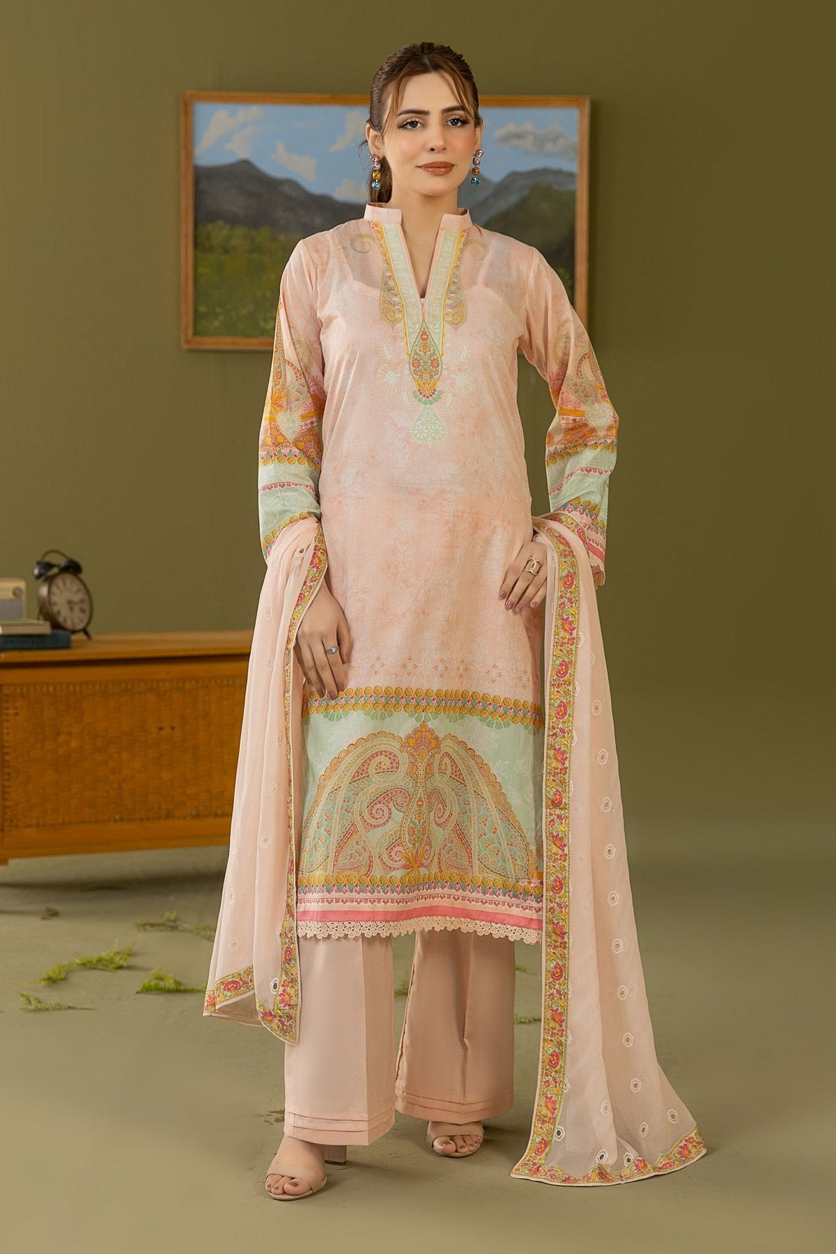 Smile Print Lawn By Azam Arts D-2180 – Azam Arts 3-piece unstitched suit