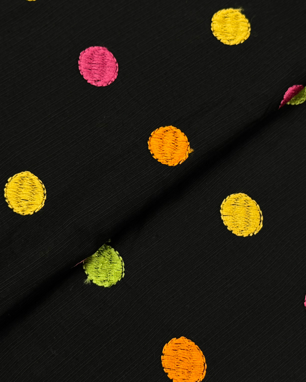 Embroidered Lawn – Black (MEL-S26-127), embroidered lawn fabric by the meter