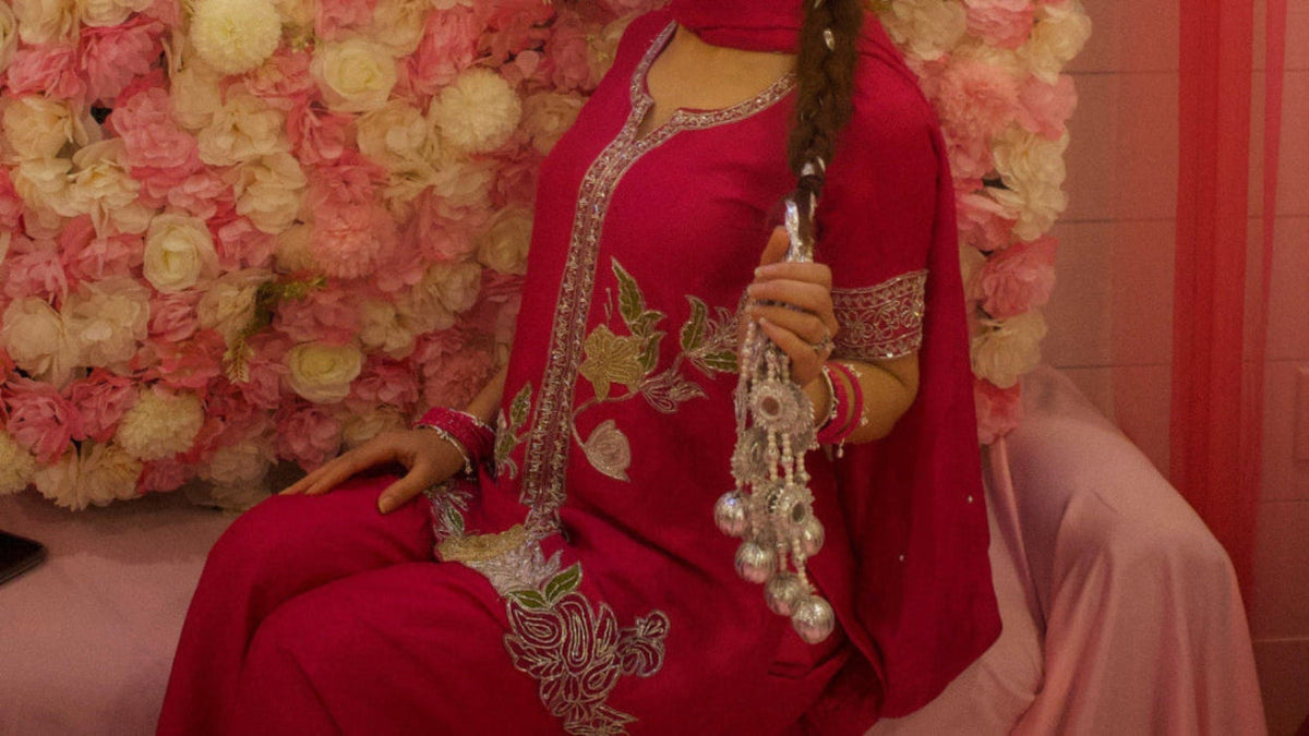 Gulabi Hot Pink Premium Silk 3-Piece Formal Suit by Kinza Khalid, photo 2