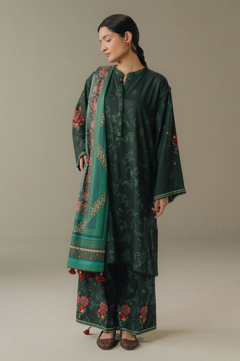 Coco Linen Prints By Zara Shahjahan D-02A (Wild Fern) – Zara Shahjahan 3-piece unstitched suit
