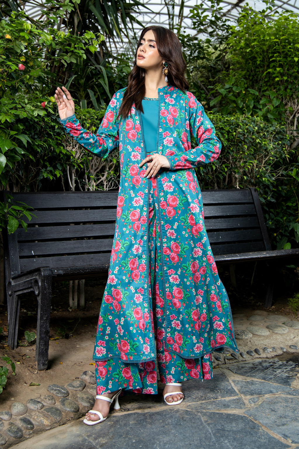 Printed Blue Cambric 2-Piece Unstitched Suit by The Fabric Store