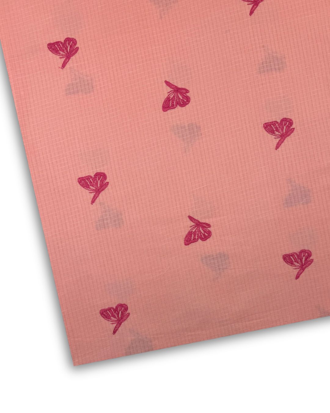 Embroidered Lawn – Peachish Pink (MEL-S26-083), embroidered lawn fabric by the meter
