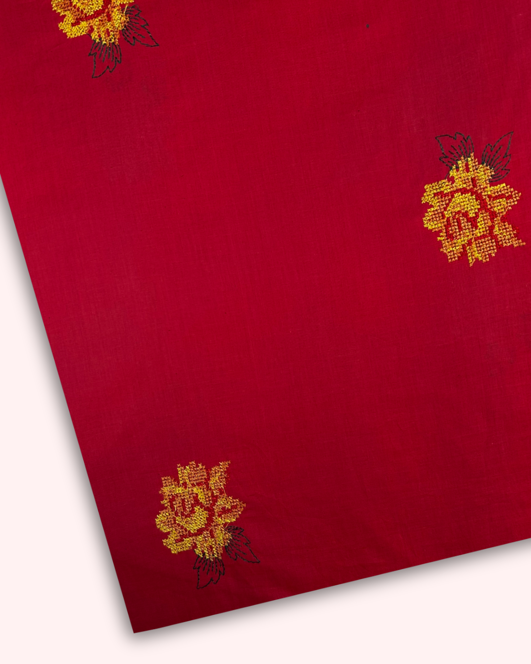 Embroidered Lawn – Red (MEL-S25-0038), embroidered lawn fabric by the meter
