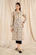 Printed Beige Lawn Pret Shirt by The Fabric Store