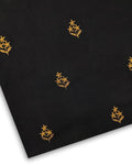 Embroidered Karandi – Black, embroidered karandi fabric by the meter