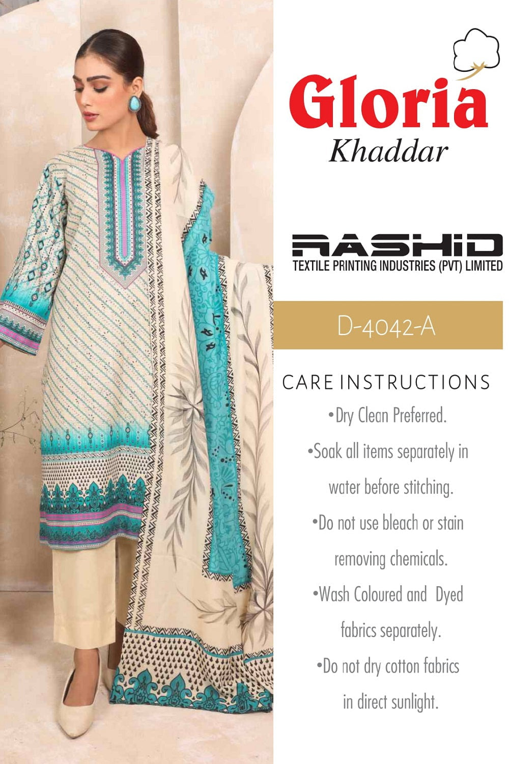 Gloria Print Khaddar By RTI D-4042A by Rashid Textile – Rashid Textile 3-piece unstitched suit