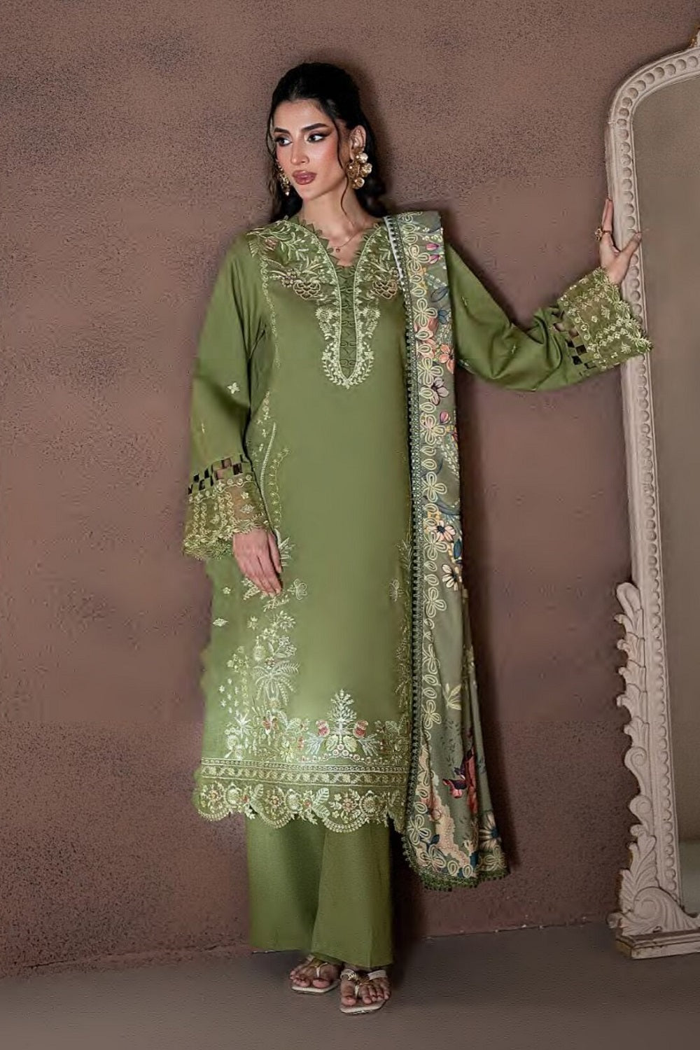 Coral Rangrez Linen CR-04B – Coral 3-piece unstitched suit