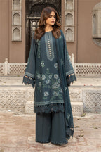 Embroidered Teal Green Lawn 3-Piece Unstitched Suit by The Fabric Store, photo 2