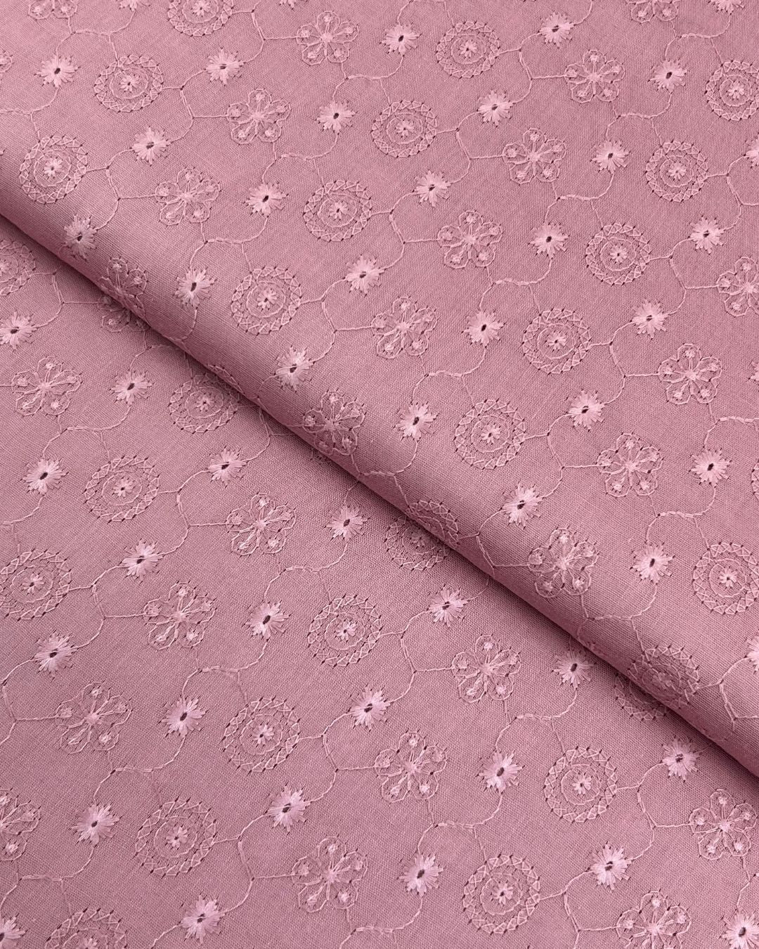 Chikankari Lawn – Tea Pink (CKT-S26-0014), embroidered lawn fabric by the meter