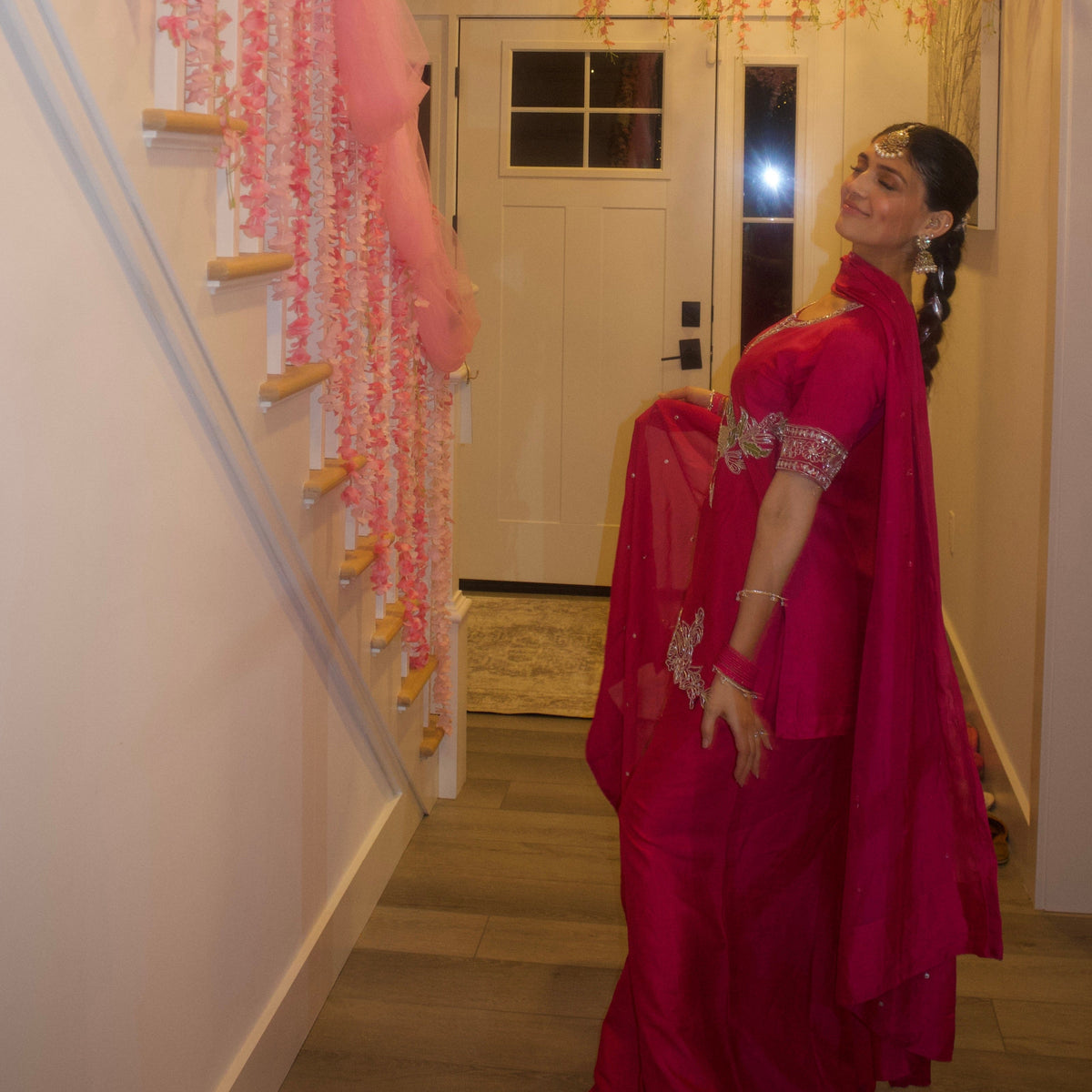 Gulabi Hot Pink Premium Silk 3-Piece Formal Suit by Kinza Khalid