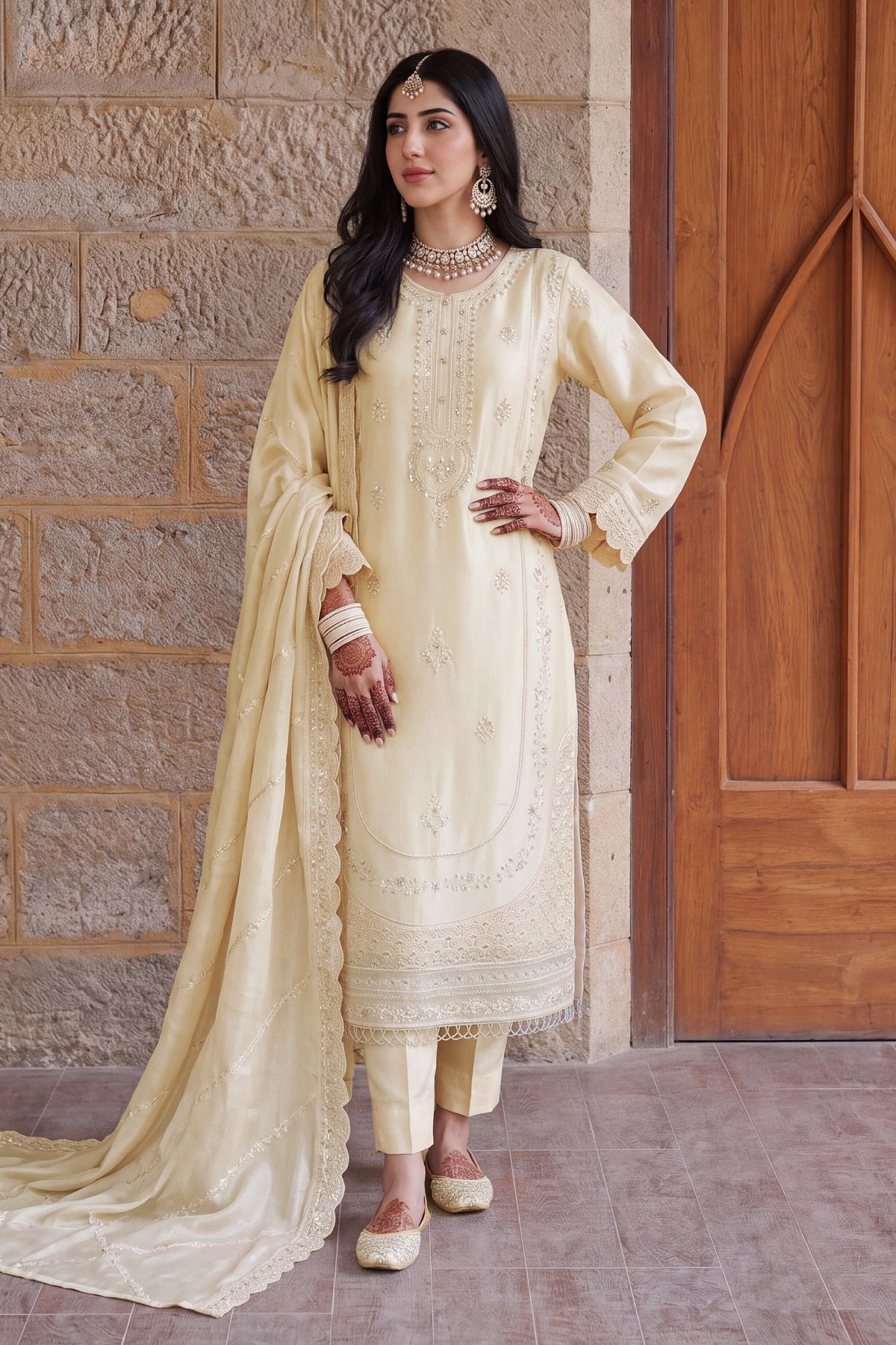 Dressline Eisley Formal Wear D-1973B – Dressline 3-piece unstitched suit