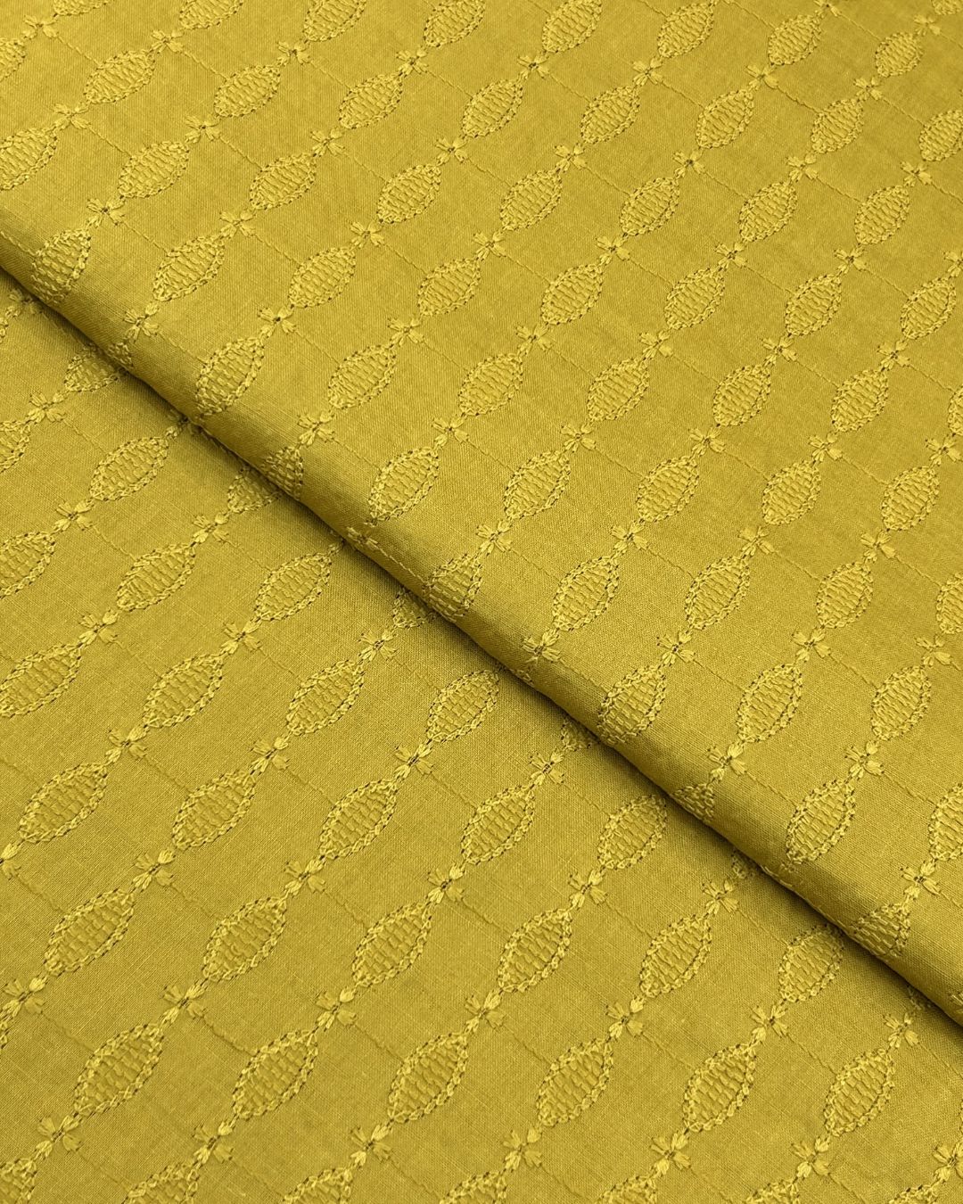 Chikankari Lawn – Olivish Mustard fabric