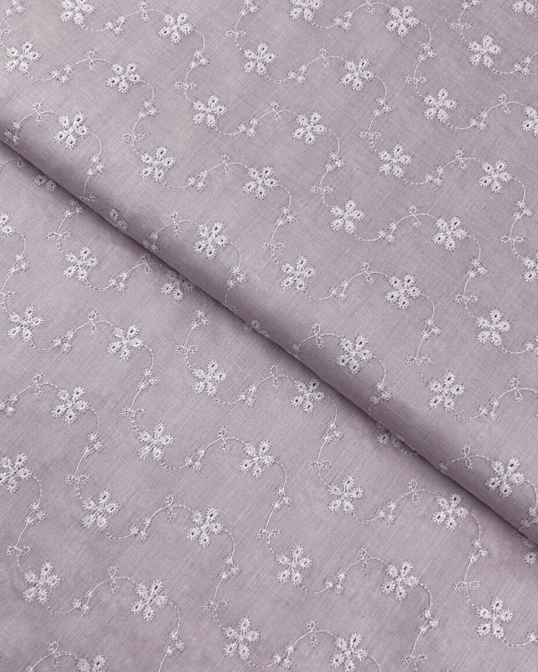 Chikankari Lawn – Lilac (CKT-S26-0015), embroidered lawn fabric by the meter